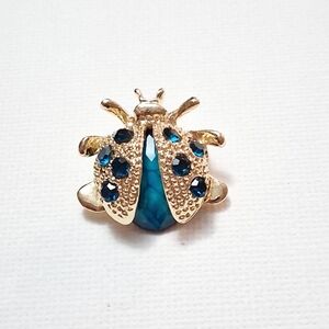 Cute Lady Bug With Blue Small Brooch